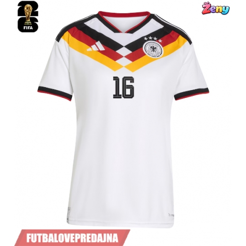 Lacne Ženy Futbalové dres Nemecko Angelo Stiller #16 MS 2026 Krátky Rukáv - Domáci
